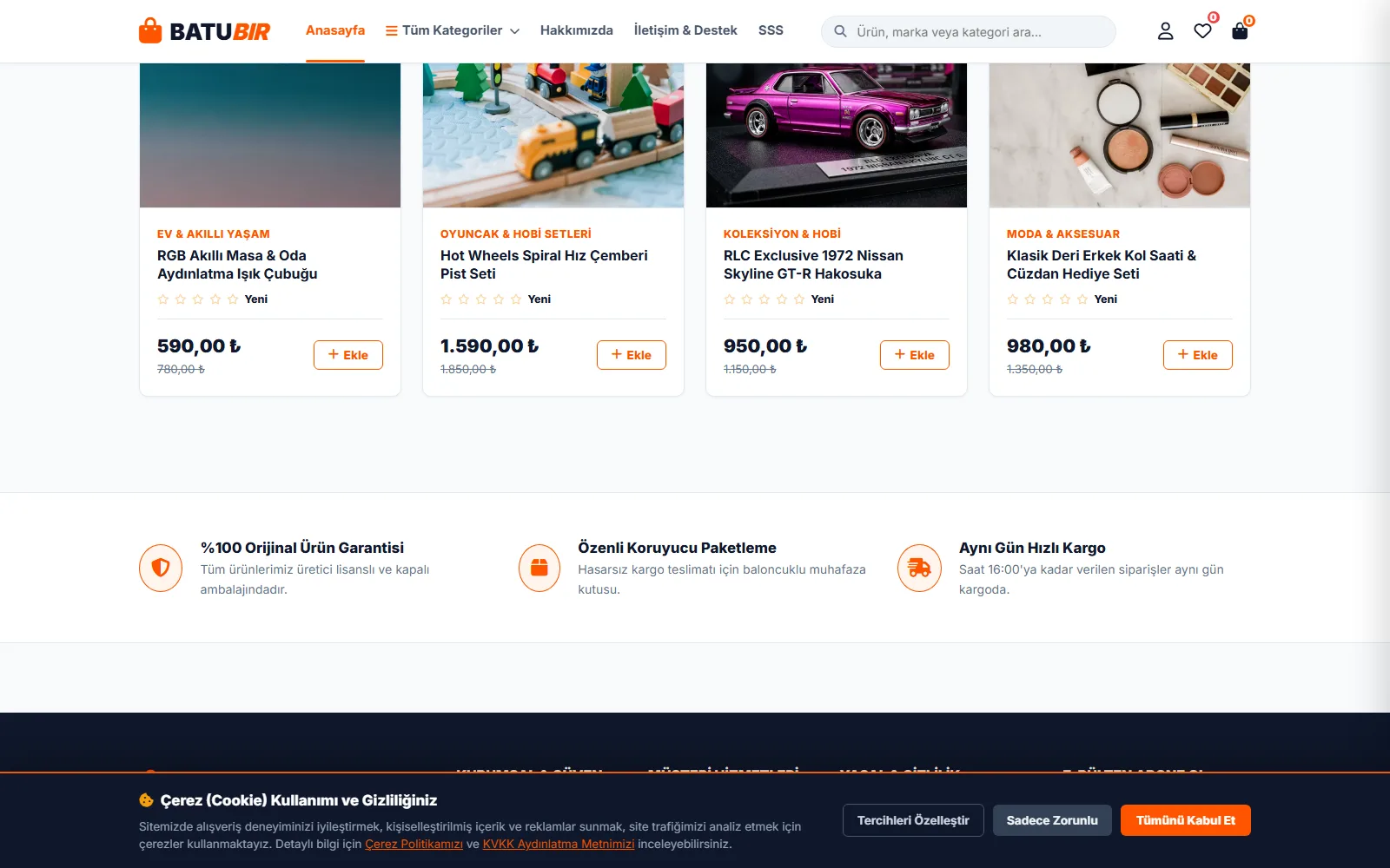 storeline-e-ticaret-magazasi ekranı — kullanım akışı
