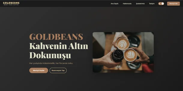Kafe ve restoran için hazırlanan dijital menü sayfası
