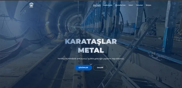 Sanayi ve mühendislik firması için hazırlanan kurumsal web sitesi ana sayfası