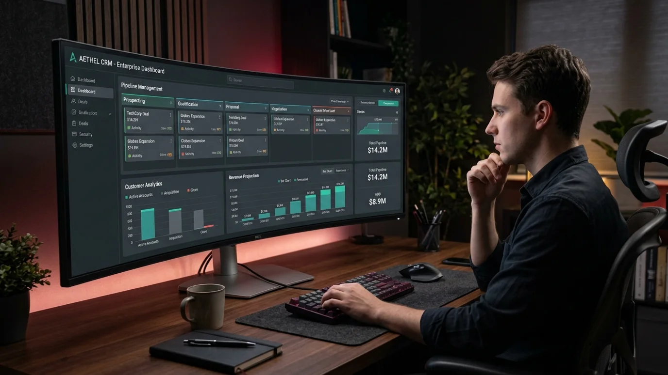 Custom CRM and workflow management screen